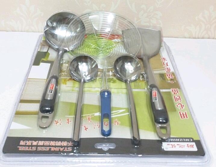 厨房用品 不锈钢厨具五件套 烹饪锅铲汤勺油漏礼品 厨具套装产品图