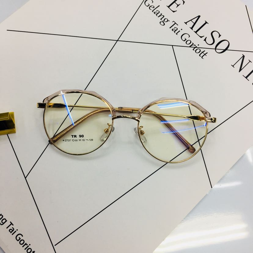 TR Flat lens metal myopia frame Korean version black versatile glasses Specification image