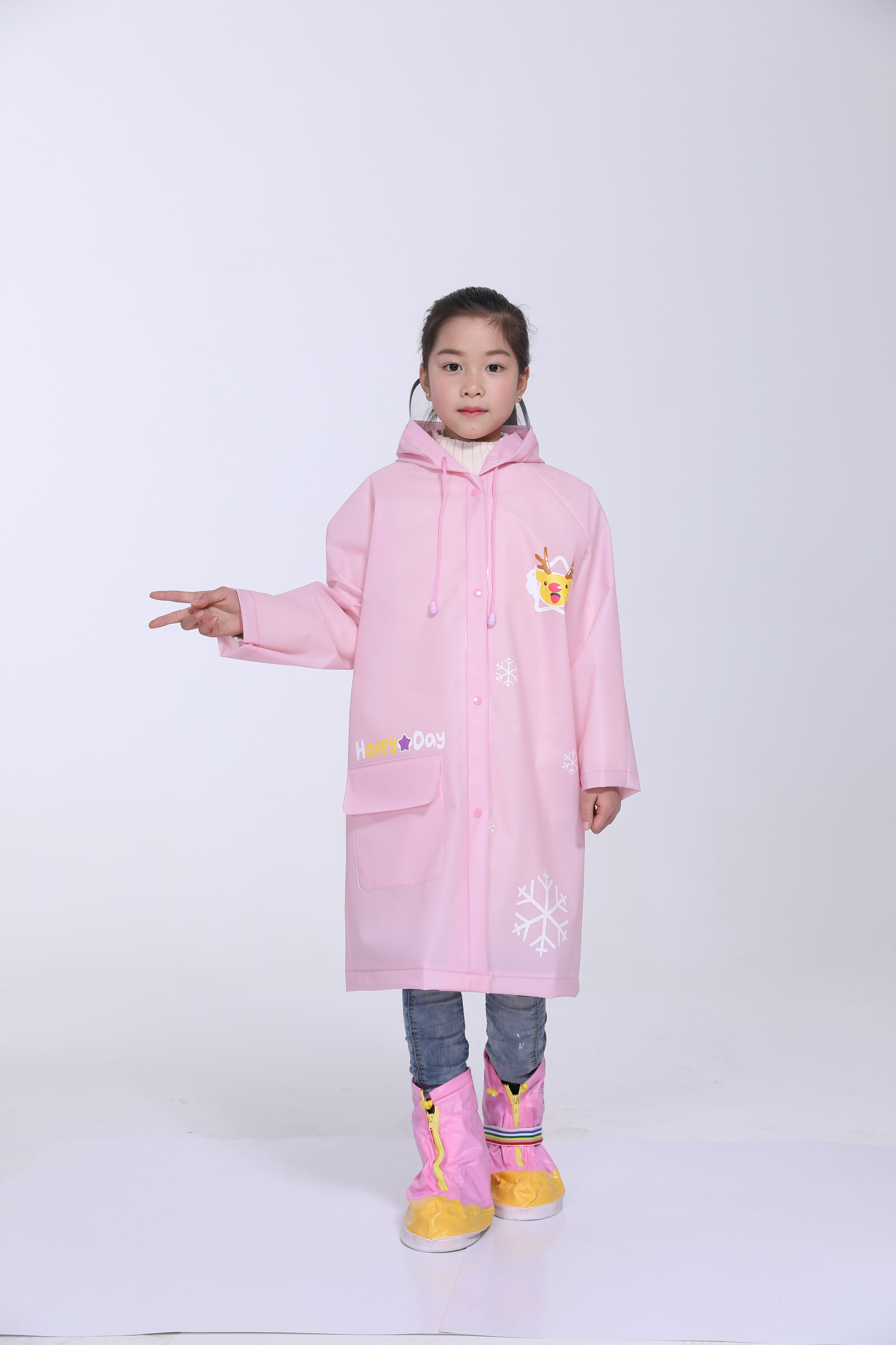 雨衣雨披雨具602 EVA韩版儿童环保雨衣背包款圣诞小鹿