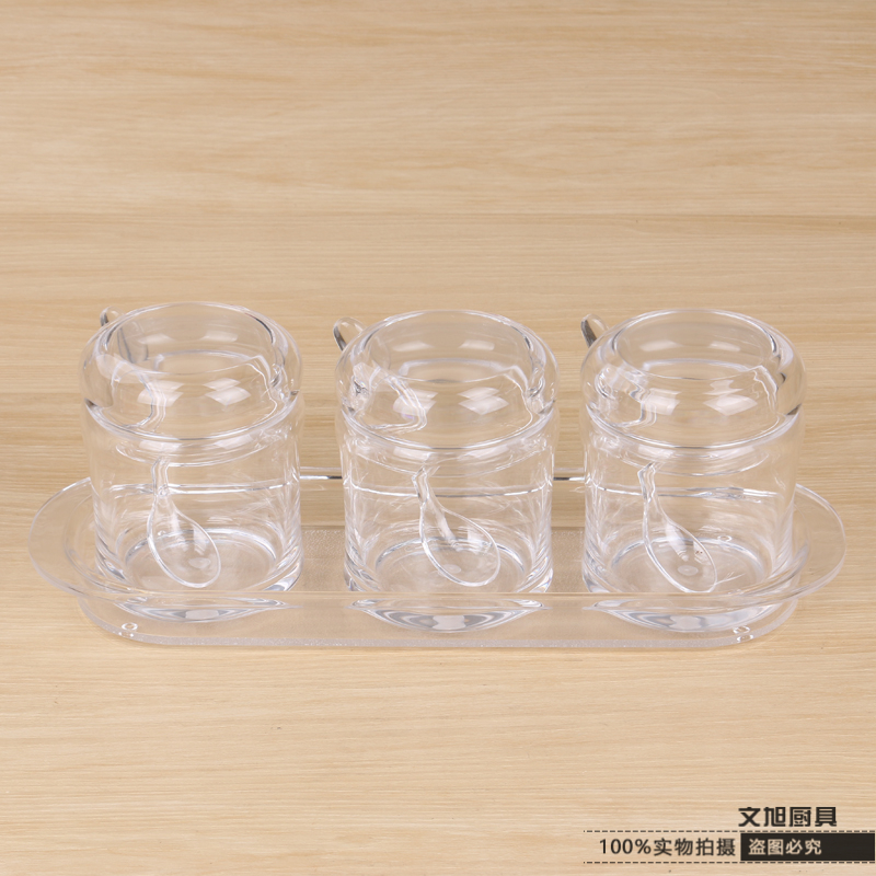 义乌好货 套装家用组合装调料盒 三个透明瓶酱壶罐大号盐罐子产品图