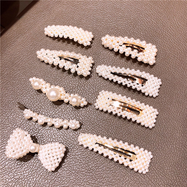 French girl's hair clip, INS retro pearl hair clip, the same style as the Internet celebrity's pearl water drop, versatile BB clip details Picture
