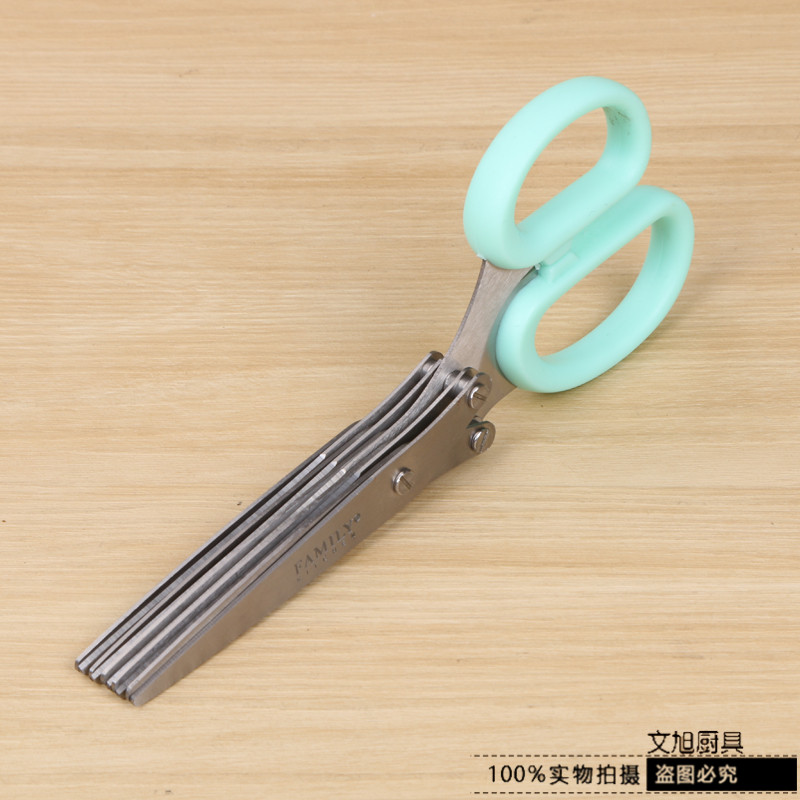 Stainless Steel Multilayer Kitchen Scissors Scallion 5-Layer Scissors Application Scenario