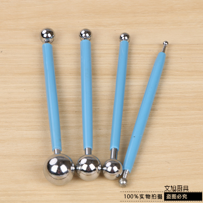 4件套8头不锈钢头球形丸棒雕刻组 翻糖蛋糕装饰工具产品图