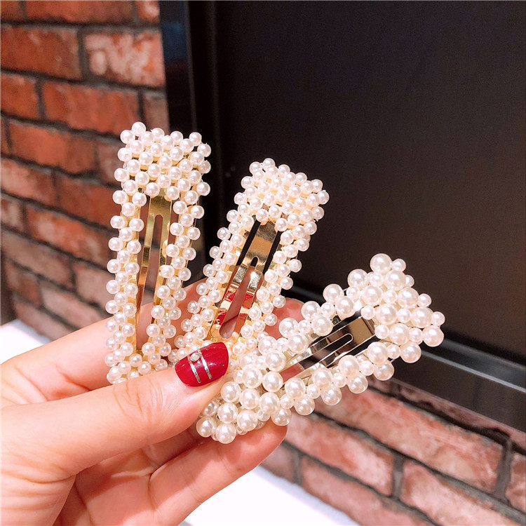 French girl's hair clip, INS retro pearl hair clip, the same style as the Internet celebrity's pearl water drop, versatile BB clip