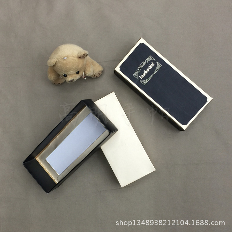 15*6.5*4cm handkerchief case thickened cardboard bronzing processing black gold words low-key luxury thumbnail