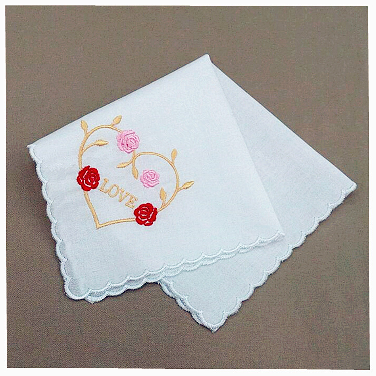 27CM cotton embroidered lady's handkerchief 60 woven high quality new handkerchiefs thumbnail