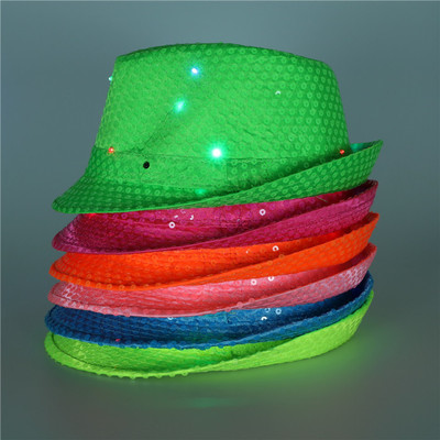 荧光色发光爵士帽