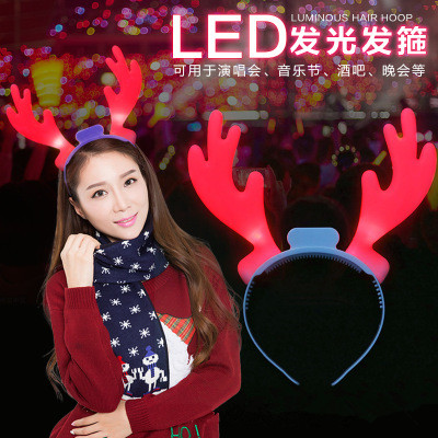 Christmas illuminated antler hairbands, festive and carnival headwear, led illuminated antler hairbands, cheering props wholesale