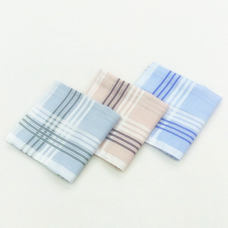 40CM pure cotton men's handkerchief light color bottom handkerchief edge classic style manufacturers direct sale thumbnail