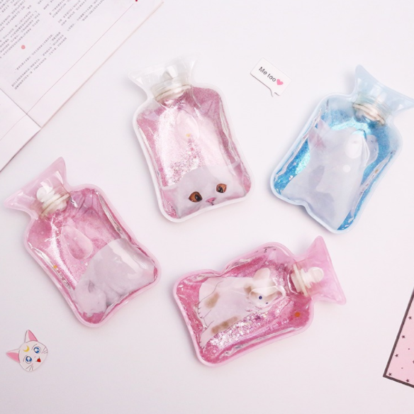 炫彩流沙热水袋注水小号成人女迷你暖宝宝热敷暖宫灌水暖水袋