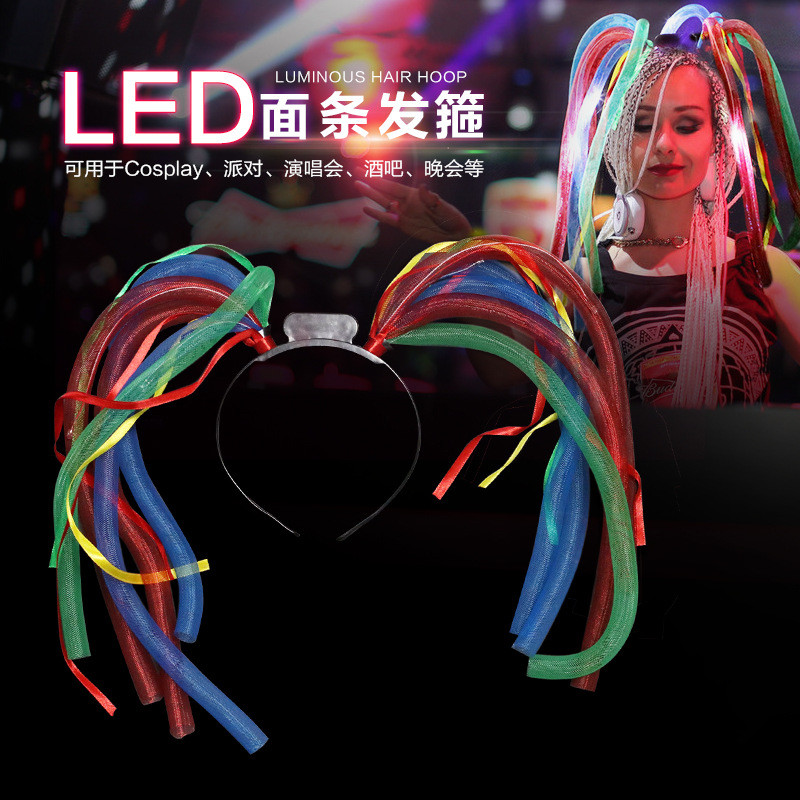 Factory direct sales of led illuminated noodle headbands, star concert fan support props illuminated noodle headbands