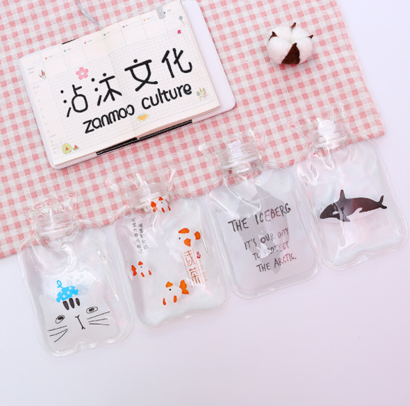 卡通可爱透明热水袋冬季保暖学生便携热水袋迷你注水暖手宝细节图