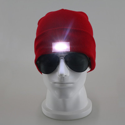 Acrylic wool light cap thermal lighting knit cap outdoor climbing night fishing 5LED light cap details Picture