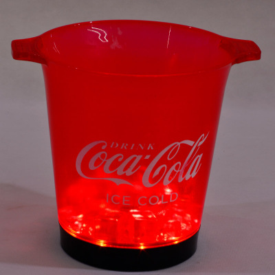 Bar supplies LED luminous ice bucket transparent 5L ice bucket plastic colorful round champagne bucket beer bucket