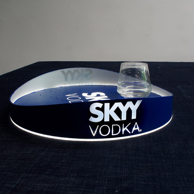 酒吧KTV高档LED发光托盘 圆型发光塑料托盘 可订制LOGO