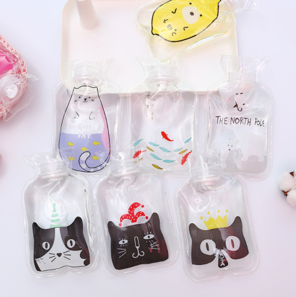 卡通可爱透明热水袋冬季保暖学生便携热水袋迷你注水暖手宝产品图