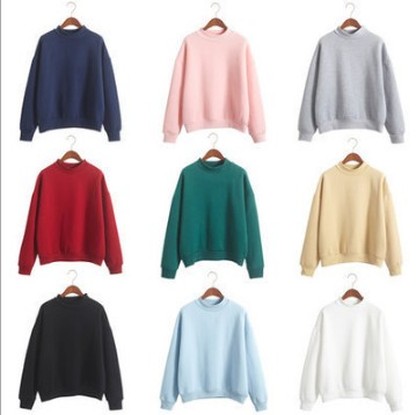 Solid-color fleece hoodie, women's small high-neck loose thickened hoodie, baseball jacket, student coat