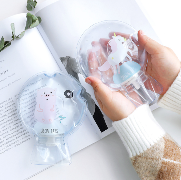 卡通透明便携灌水暖手宝暖 水袋暖宫 居家暖宝宝注水热水袋产品图