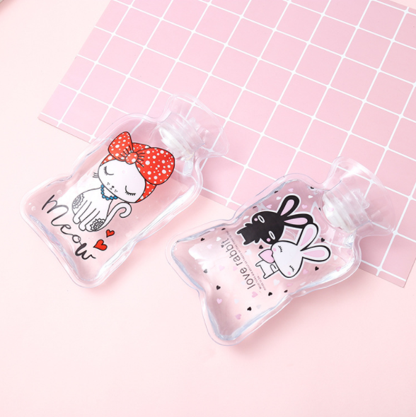 Cute water-filled transparent hot water bag, warm palace cartoon small hand warmer, water-filled mini explosion-proof portable Specification image