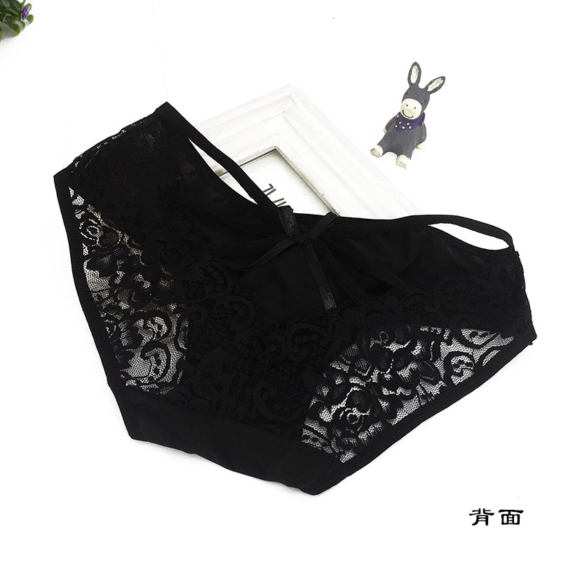 Export sexy princess lace bow deep V, revealing the groin, women's low-rise underwear 512 Application Scenario