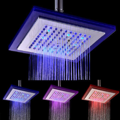 Shower top spray shower led light-sensitive color change temperature-controlled tricolor 8-inch square SDH-C5