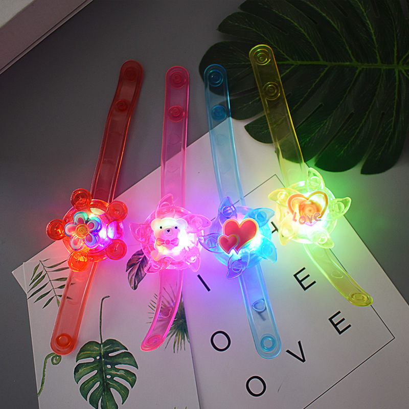 Hot selling small toy light bracelet flash gyro watch creative spin cartoon wrist