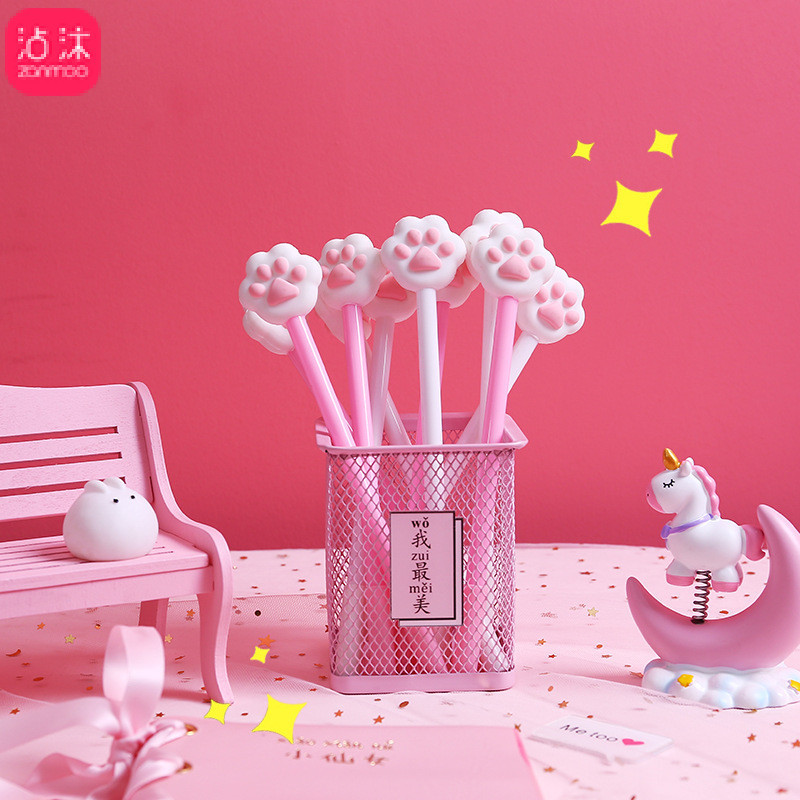 1324 Korean version of the cute girl heart pen soft cat paw pen pink neutral pen signature pen student writing pen thumbnail