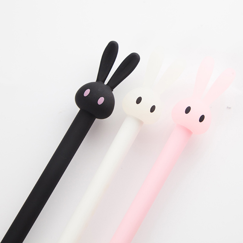 Korean stationery creative cartoon rabbit cute neutral pen pen black core 0.5mm fresh needle pen thumbnail