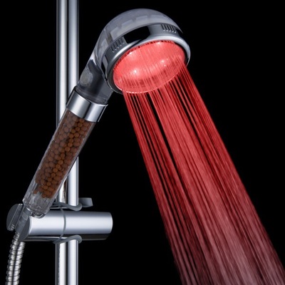 Temperature-controlled three-color shower LED anion spa shower shower shower pressurization water-saving hand-held shower head SDS-A23 details Picture