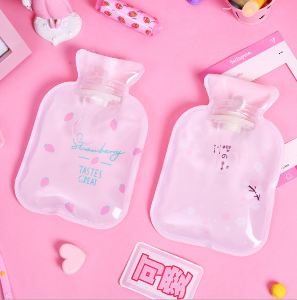 Small transparent hot water bag, portable warm water bag with water filling, hot compress to warm the stomach, Korean version student mini details Picture