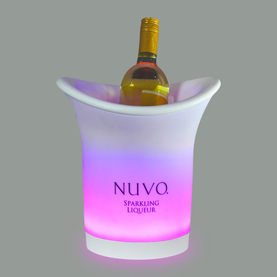 Round champagne glow ice bucket double deck plastic bar wine glow ice bucket 5L