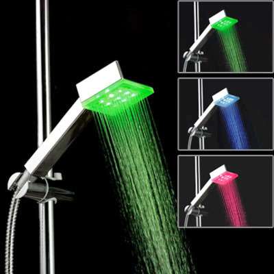 LED square shower head sDS-A4 with 9 LED super bright temperature-controlled tri-color temperature-sensitive color square shower head