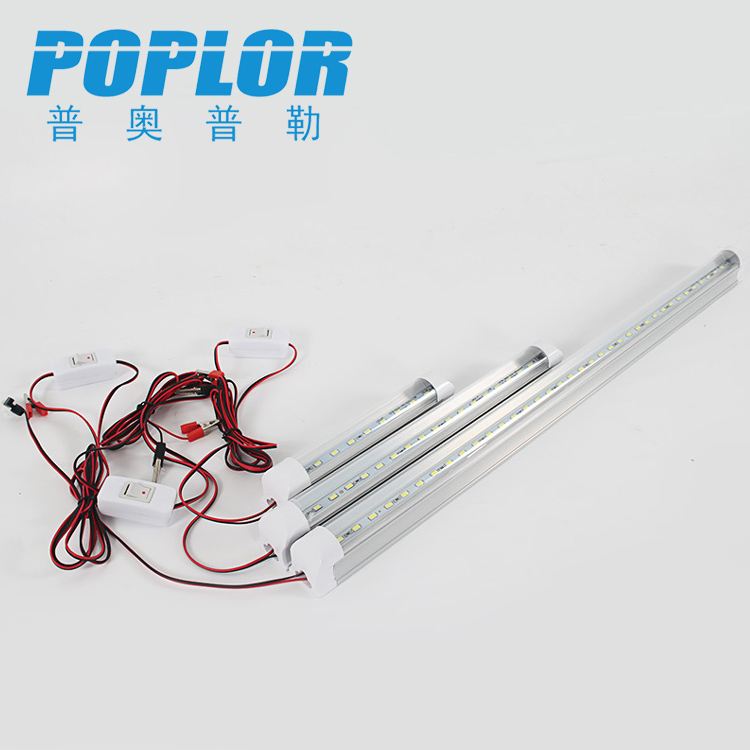 LED fluorescent lamp T8 tube DC12V with wire clamp switch night market stall light 0.6M