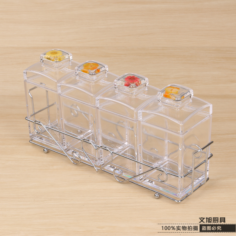 义乌好货 方形调味盒 四格组合式调料盒 调味瓶不搭配小勺产品图