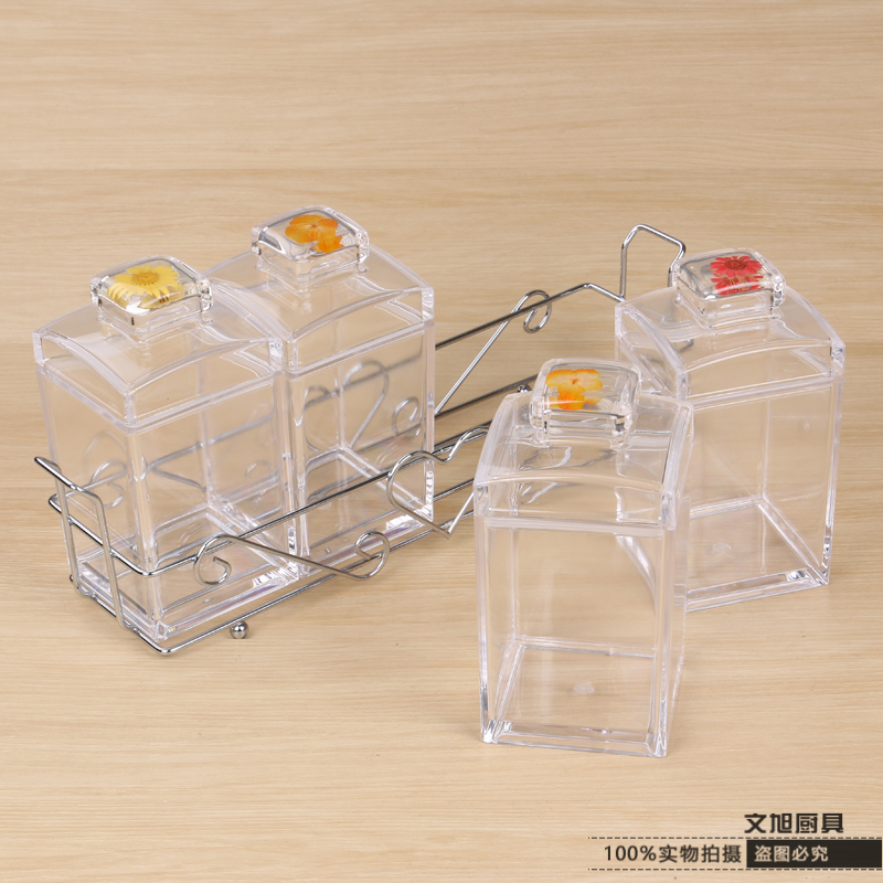 义乌好货 方形调味盒 四格组合式调料盒 调味瓶不搭配小勺细节图
