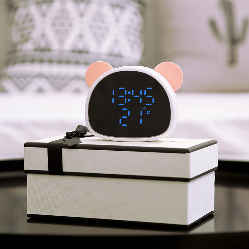 Cartoon recording multi-function electronic panda alarm clock led mirror electronic small alarm clock