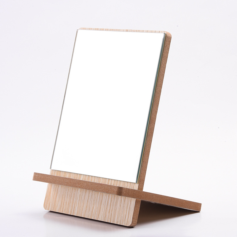 厂家直销台式木镜子 桌面化妆镜 方形木质梳妆镜 义乌日用品