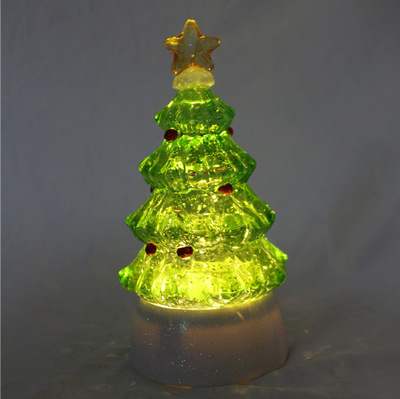 圣诞树水晶圆底两色LED发光摆件雪花欧美爆款292