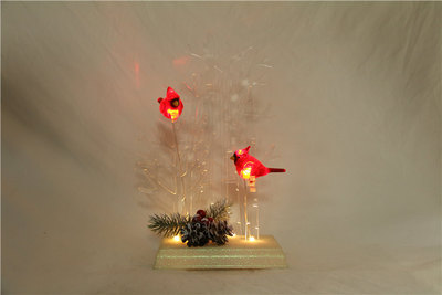 圣诞小鸟一对发光摆件圣诞树欧美爆款亚马逊wish20