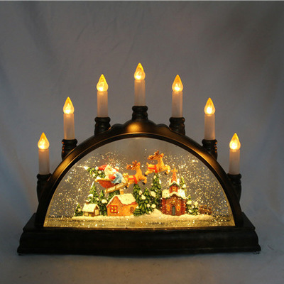 圣诞桥灯雪屋圣诞老人圣诞屋驯鹿小麋鹿烛台LED发光摆件257细节图