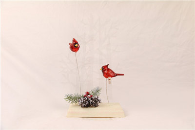 圣诞小鸟一对发光摆件圣诞树欧美爆款亚马逊wish20产品图