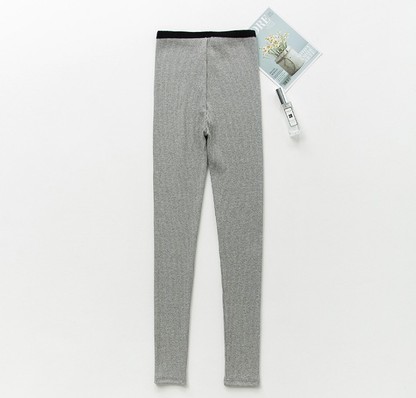New style of pure cotton elastic threaded skinny pants for casual wear, slightly pressed vertical striped nine-inch leggings details Picture