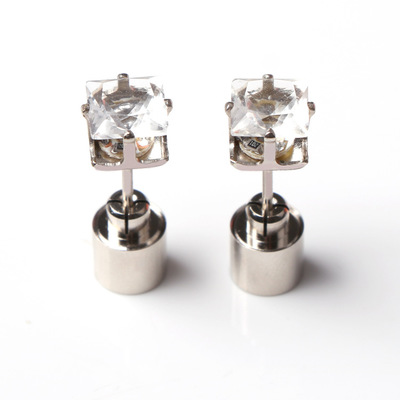 方形耳钉时尚夜光耳环 夜店酒吧男女情侣 个性潮人发光耳钉产品图