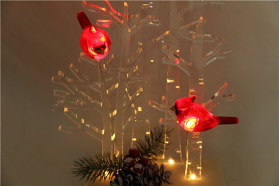 圣诞小鸟一对发光摆件圣诞树欧美爆款亚马逊wish20细节图