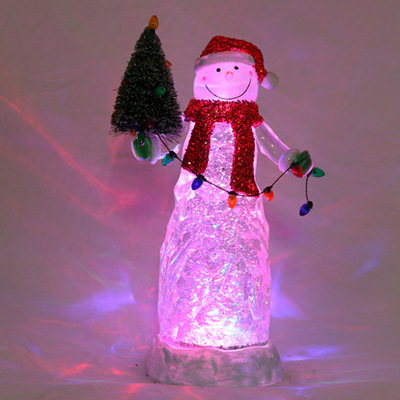 水晶雪人圣诞树 LED发光飘雪摆件 厂家出口欧美爆款 446产品图