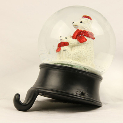 圣诞水晶球小狗白狗 摆件雪花飘雪旋转音乐盒 厂家出口409产品图