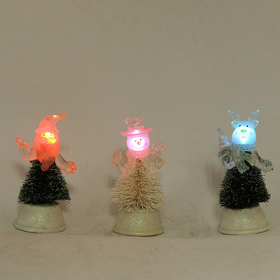 圣诞树雪人 LED发光飘雪摆件欧美爆款 亚马逊482