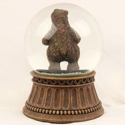 圣诞水晶球棕熊 摆件雪花飘雪旋转音乐盒 欧美411产品图