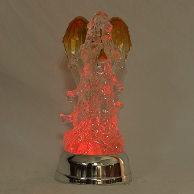 圣诞水晶天使金翅膀吹喇叭 发光飘雪 厂家出口欧美爆款424