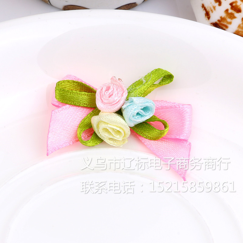 日韩新品 DIY可爱配饰配饰三朵玫瑰花蝴蝶结饰品辅料 厂家批发细节图